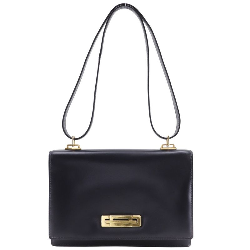 Hermes Box Calf Vintage Leather And Gold Plated Ladies Shoulder Bag