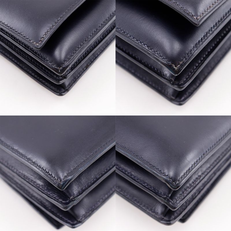 Hermes Box Calf Vintage Leather And Gold Plated Ladies Shoulder Bag