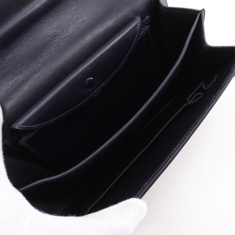 Hermes Box Calf Vintage Leather And Gold Plated Ladies Shoulder Bag