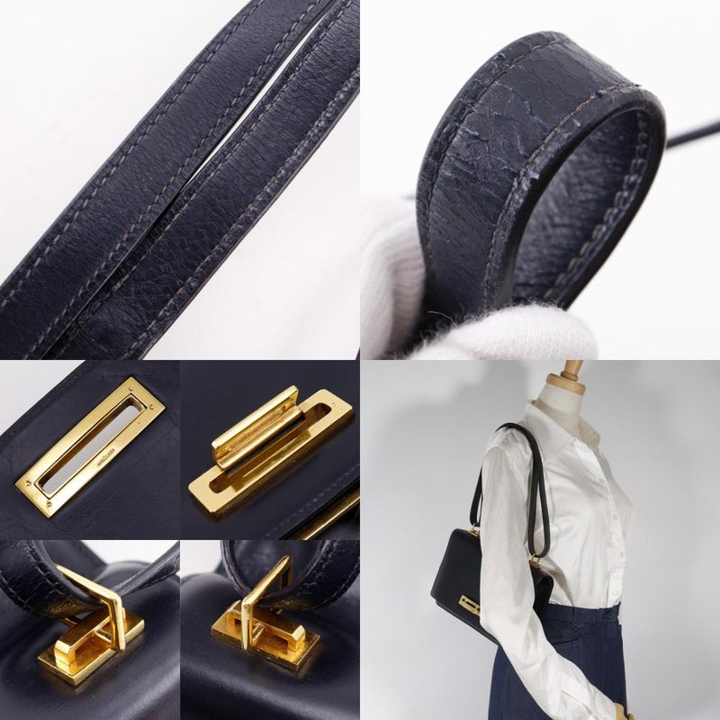 Hermes Box Calf Vintage Leather And Gold Plated Ladies Shoulder Bag