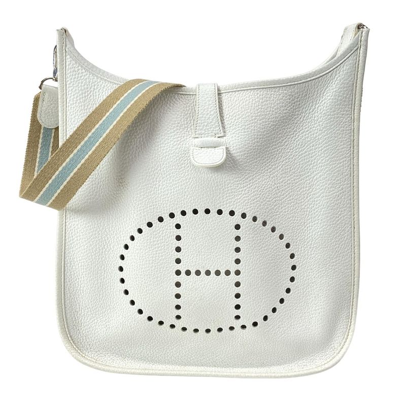 Hermes Shoulder Bag Evelyn Doe GM White Silver Hardware