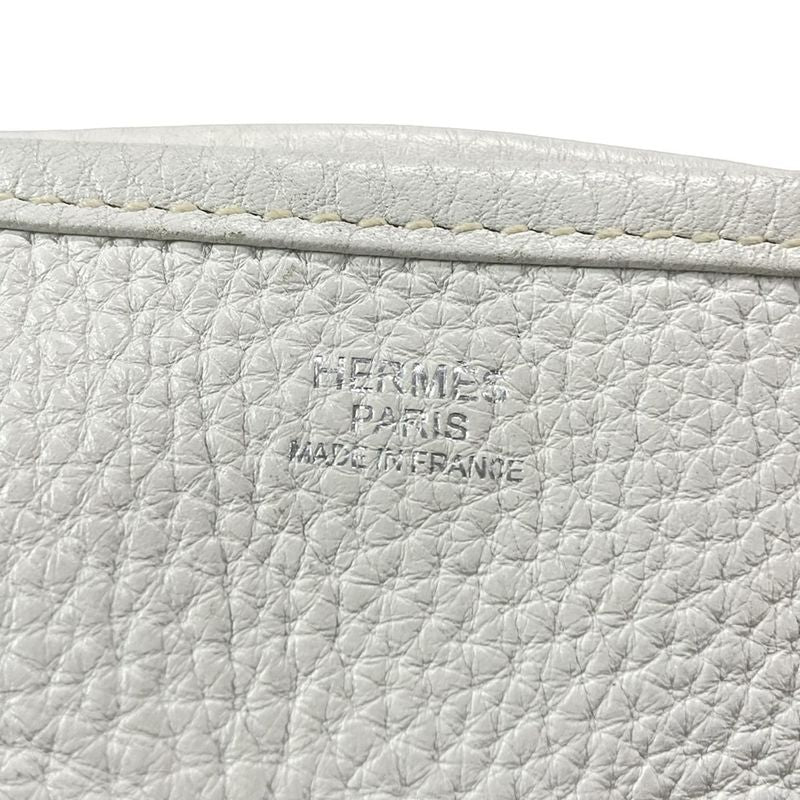 Hermes Shoulder Bag Evelyn Doe GM White Silver Hardware