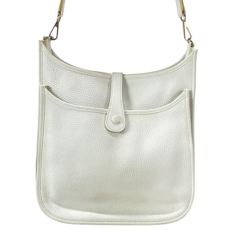 Hermes Shoulder Bag Evelyn Doe GM White Silver Hardware
