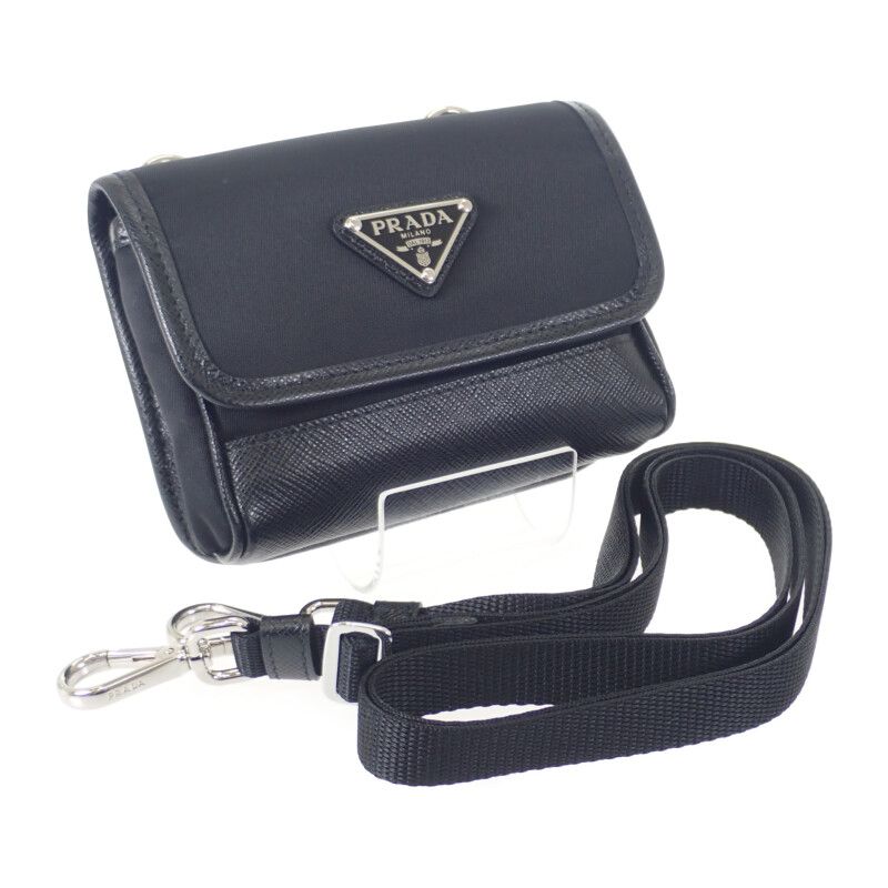 Prada Mini Pouch Re-nylon 2zt0222dmhf0002 Shoulder Bag Saffiano Nylon Black