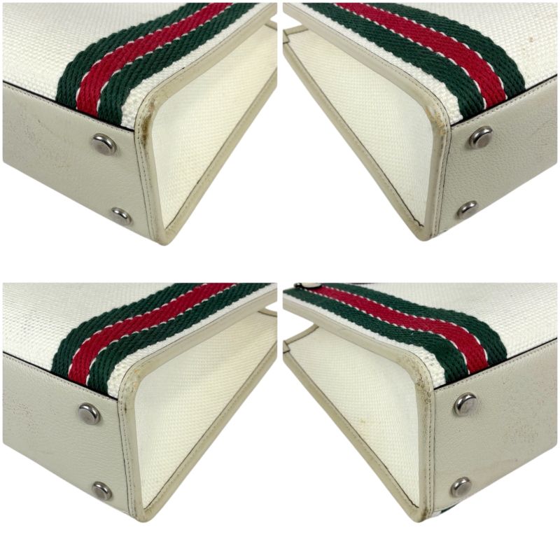 Gucci Interlocking Logo Embroidery 2WAY Tote Bag Shoulder Bag Sherry Line Ivory