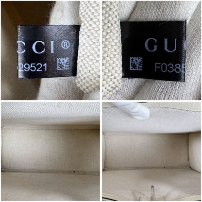 Gucci Interlocking Logo Embroidery 2WAY Tote Bag Shoulder Bag Sherry Line Ivory