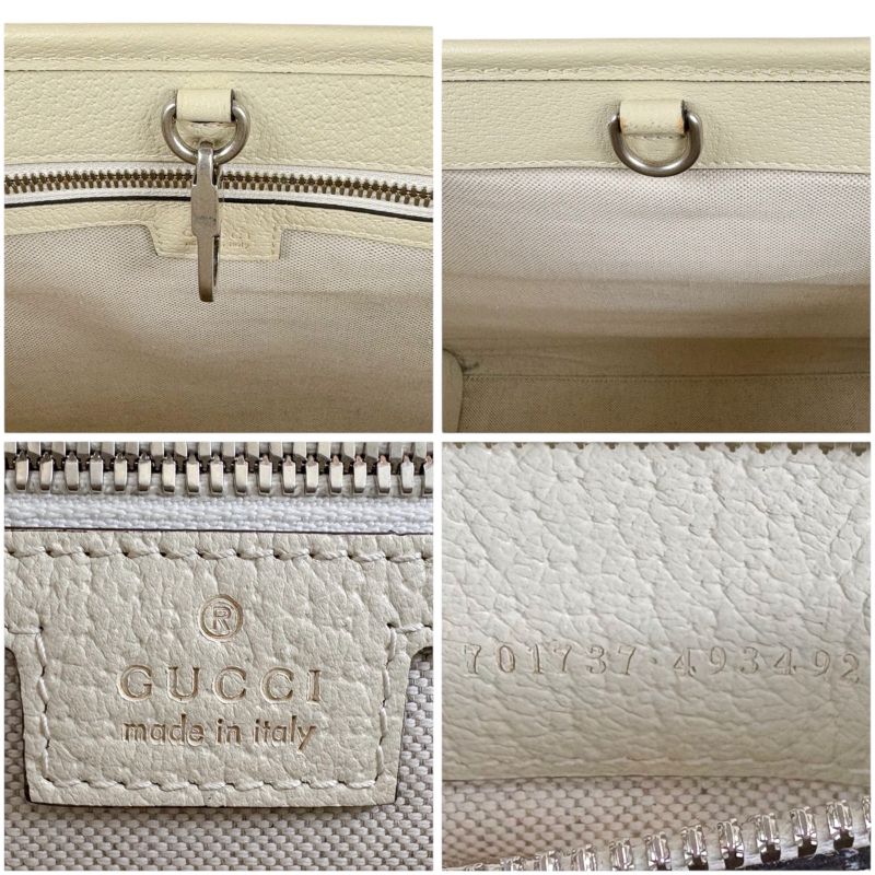 Gucci Interlocking Logo Embroidery 2WAY Tote Bag Shoulder Bag Sherry Line Ivory