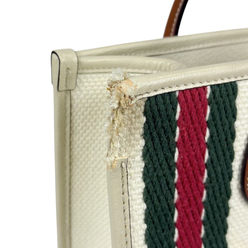 Gucci Interlocking Logo Embroidery 2WAY Tote Bag Shoulder Bag Sherry Line Ivory