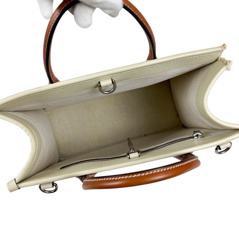 Gucci Interlocking Logo Embroidery 2WAY Tote Bag Shoulder Bag Sherry Line Ivory