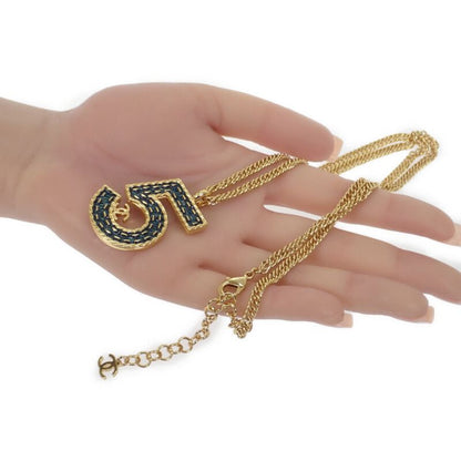Chanel No.5 Long Necklace Metal Gold Blue Ladies Classy Cute Gift Stylish [A