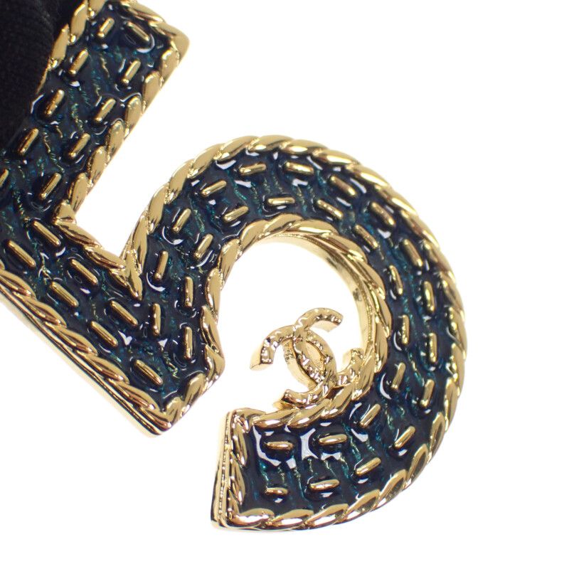 Chanel No.5 Long Necklace Metal Gold Blue Ladies Classy Cute Gift Stylish [A