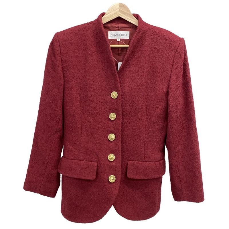 Yvessaint Laurent Jacket Size 36 S Women - Bordeaux Long Sleeves/spring