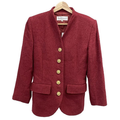 Yvessaint Laurent Jacket Size 36 S Women - Bordeaux Long Sleeves/spring