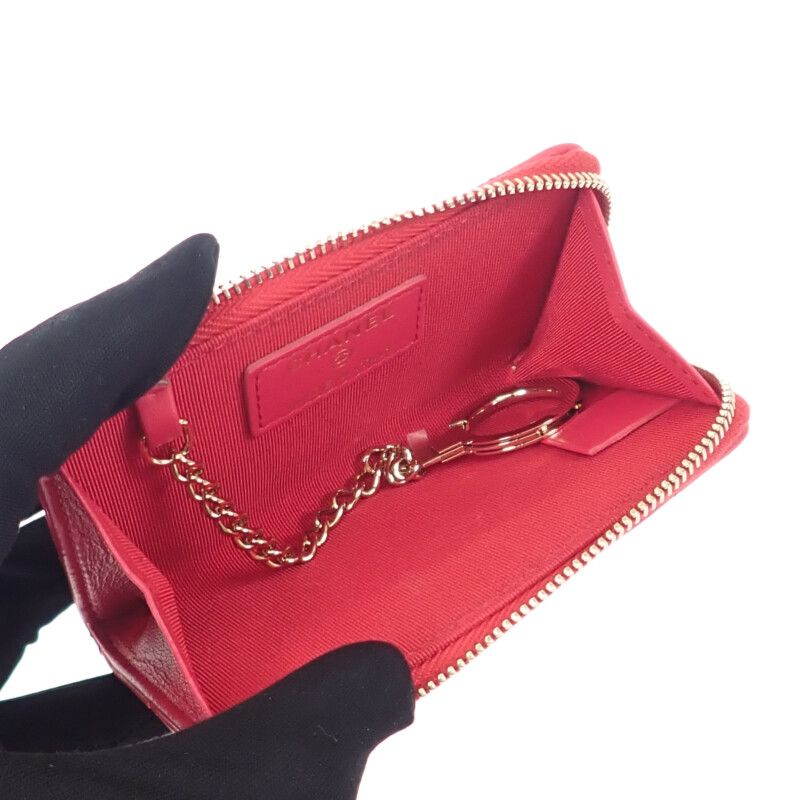 Chanel Matelasse Ap0221 Coin Case With Key Ring Lambskin Pink Gold Hardware