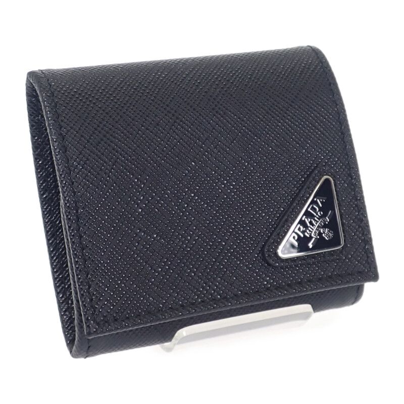 Prada Saffiano Triangle 2mm (0.08in)935_qhh_f0002 Coin Case Saffiano Black