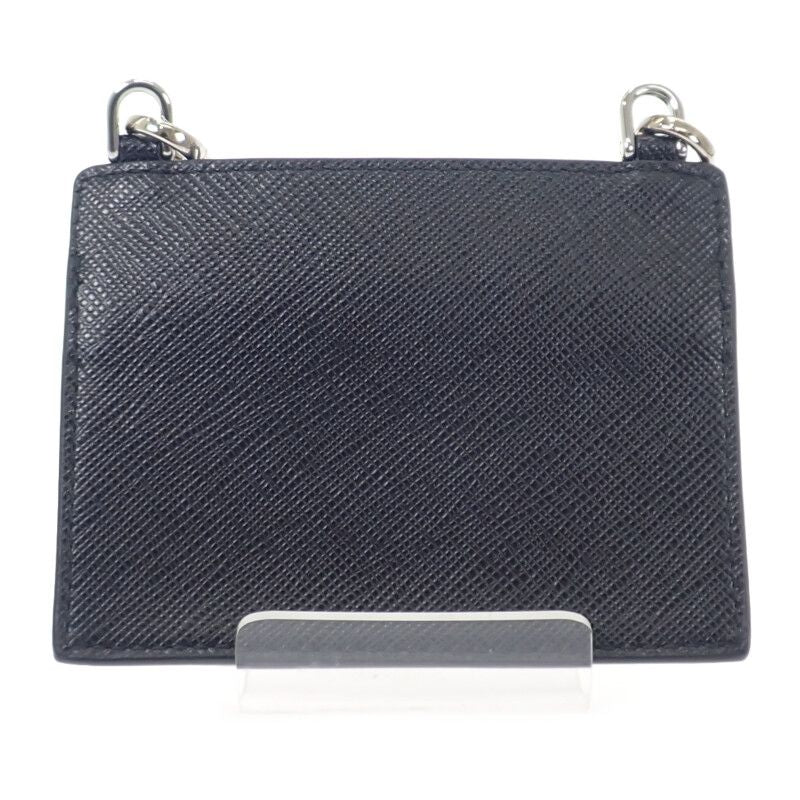Prada Triangle 1tl404 Card Case Saffiano Black Ladies Business Card Holder
