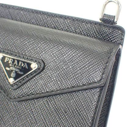 Prada Triangle 1tl404 Card Case Saffiano Black Ladies Business Card Holder