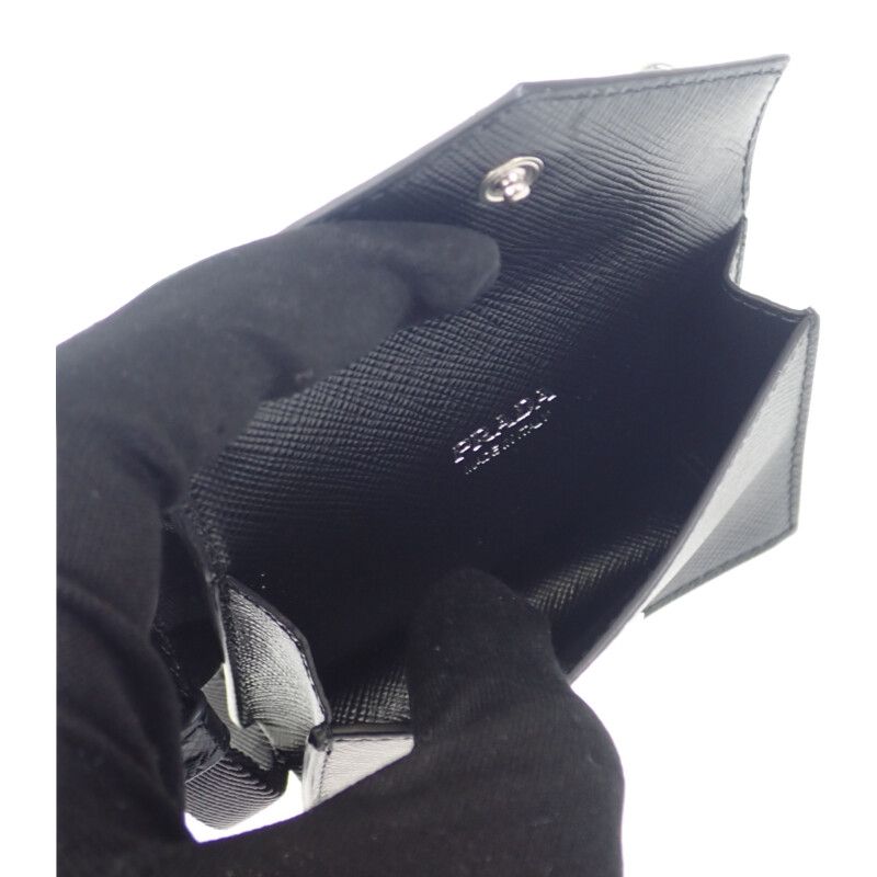 Prada Triangle 1tl404 Card Case Saffiano Black Ladies Business Card Holder