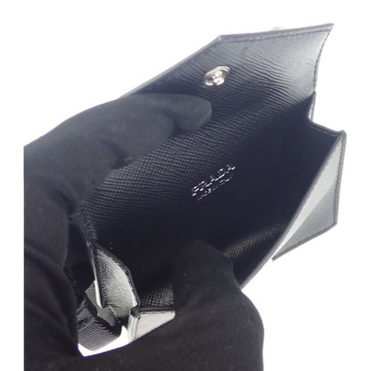Prada Triangle 1tl404 Card Case Saffiano Black Ladies Business Card Holder