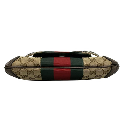 Gucci Handbag Horsebit/gg 764339 Beige/brown/dark Brown Leather