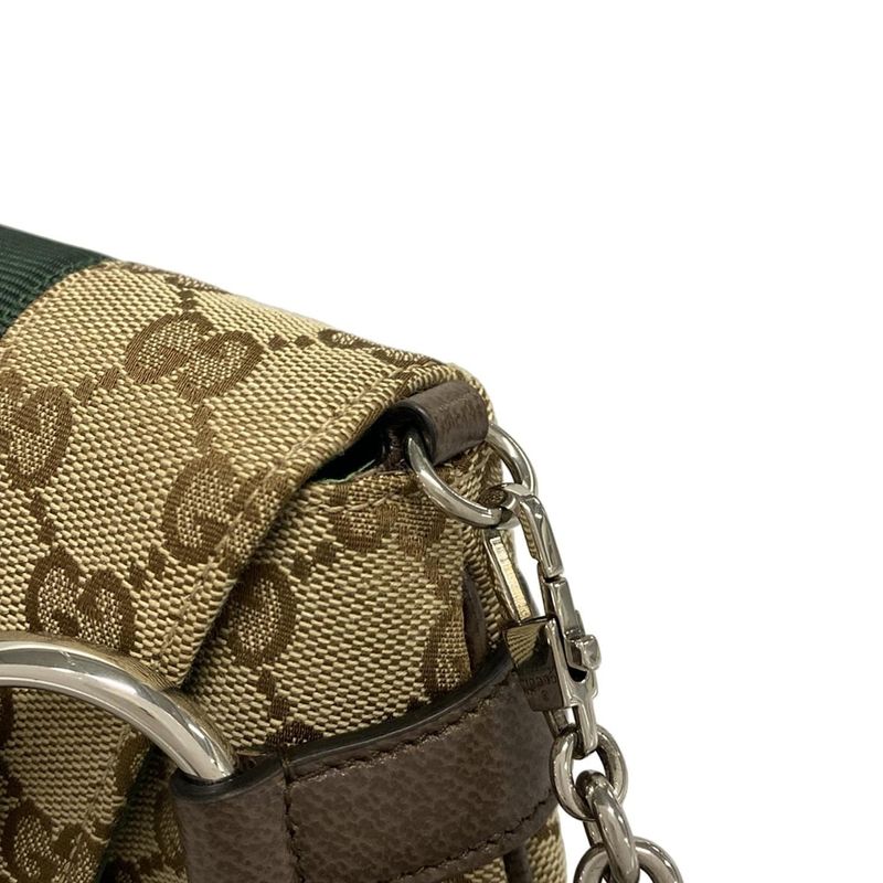Gucci Handbag Horsebit/gg 764339 Beige/brown/dark Brown Leather