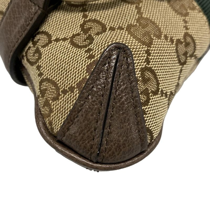 Gucci Handbag Horsebit/gg 764339 Beige/brown/dark Brown Leather