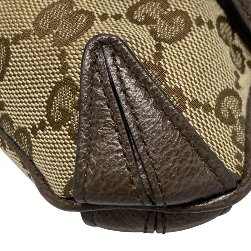 Gucci Handbag Horsebit/gg 764339 Beige/brown/dark Brown Leather