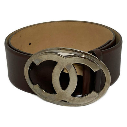 Chanel Belt 80/32 - Dark Brown And Silver Coco Mark Leather