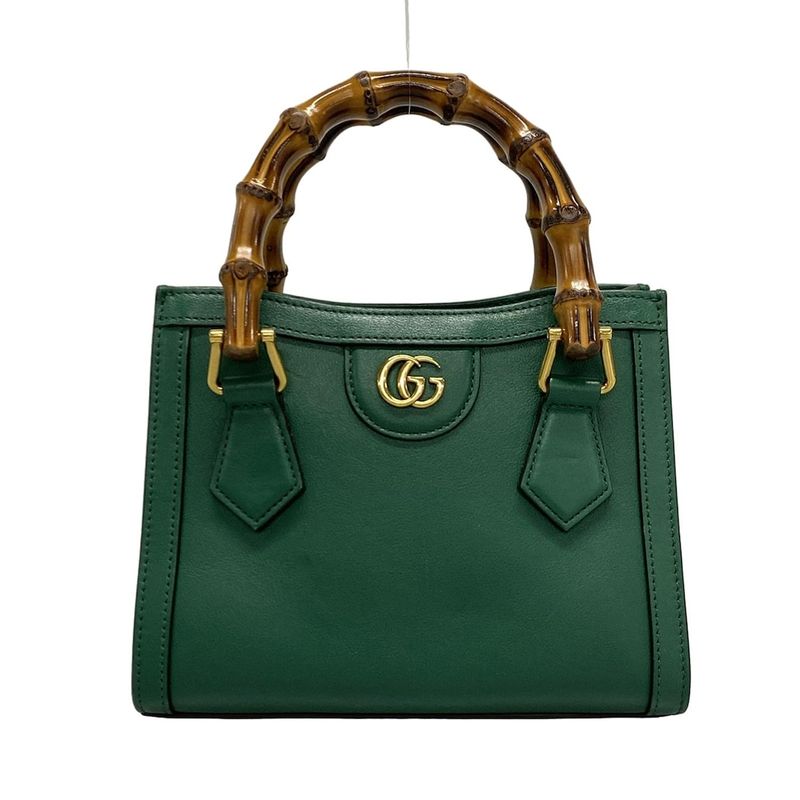 Gucci Diana Mini Tote Bag 655661 Green Leather
