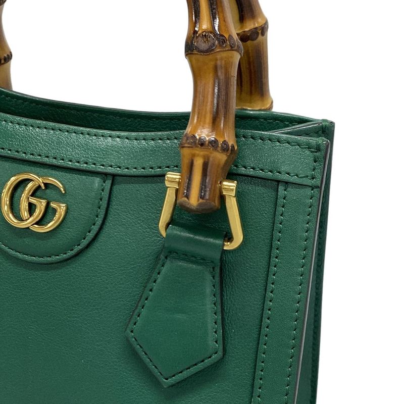 Gucci Diana Mini Tote Bag 655661 Green Leather
