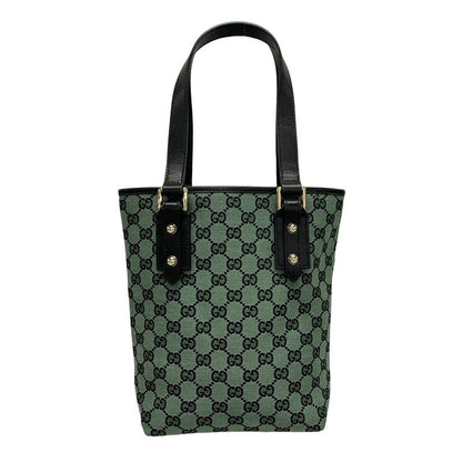 Gucci Tote Bag GG Pattern 257250 Green And Black Leather