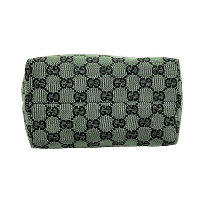 Gucci Tote Bag GG Pattern 257250 Green And Black Leather