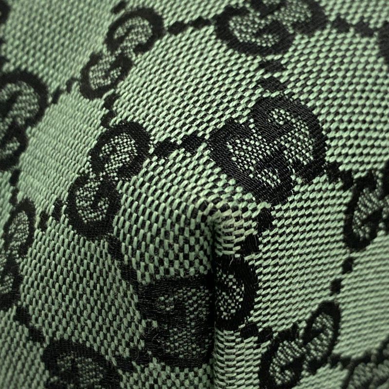 Gucci Tote Bag GG Pattern 257250 Green And Black Leather