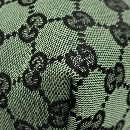 Gucci Tote Bag GG Pattern 257250 Green And Black Leather