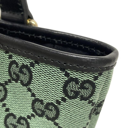 Gucci Tote Bag GG Pattern 257250 Green And Black Leather