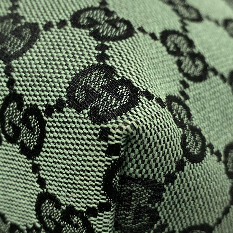 Gucci Tote Bag GG Pattern 257250 Green And Black Leather