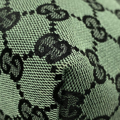 Gucci Tote Bag GG Pattern 257250 Green And Black Leather