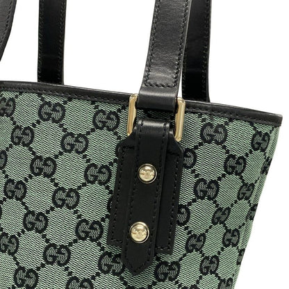 Gucci Tote Bag GG Pattern 257250 Green And Black Leather