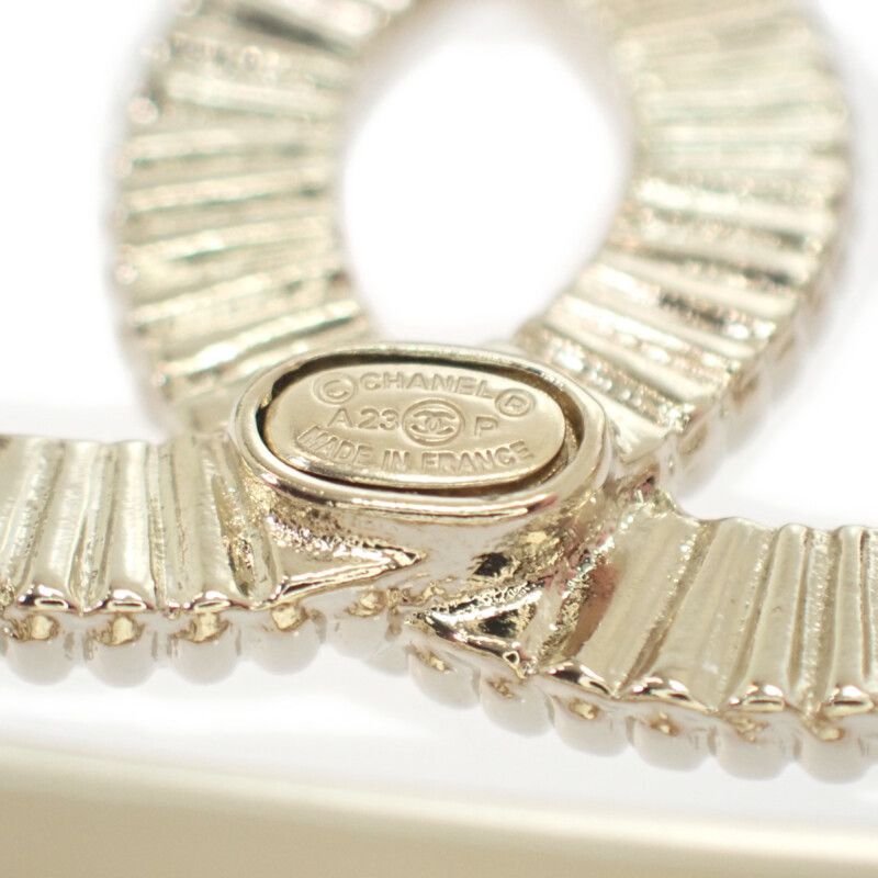 Chanel CC Square A23P Engraved Brooch Metal Crystal Gold Ladies Men [A Grade