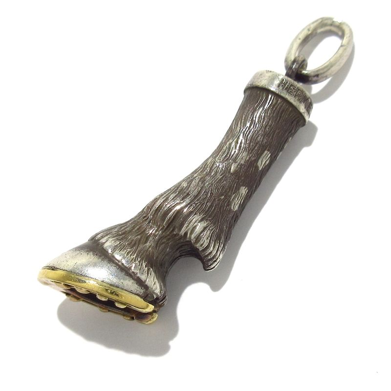 Hermes Pendant Top Horseshoe Silver And Gold Horseshoe Scuff Dog
