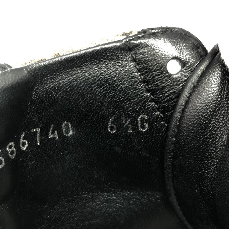 Gucci GG Supreme High Cut Sneakers 386740 Black Beige 6 1 2