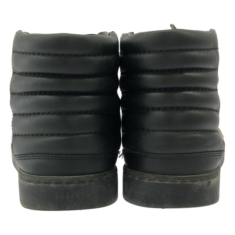 Gucci GG Supreme High Cut Sneakers 386740 Black Beige 6 1 2