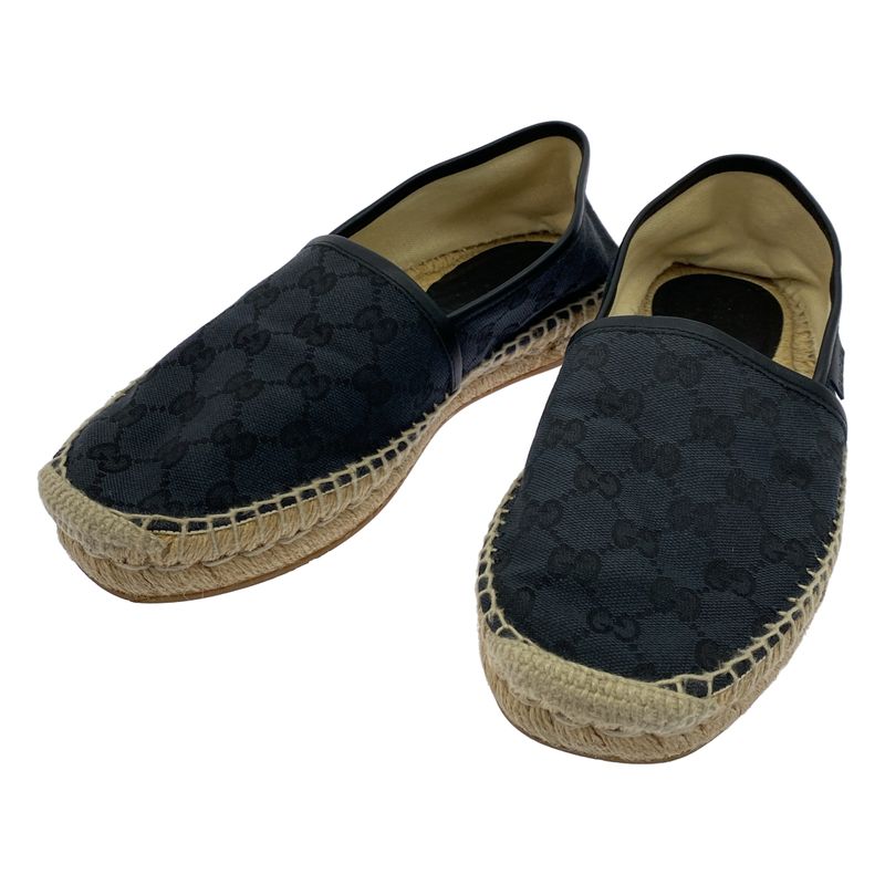 Gucci GG Canvas Espadrilles Slip-on Shoes 466903 Navy 6 1 2