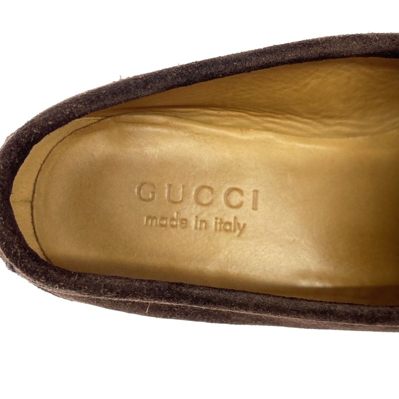 Gucci Intrecciato Suede Loafers 367762 Brown 6 1 2