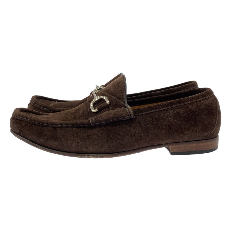 Gucci Intrecciato Suede Loafers 367762 Brown 6 1 2