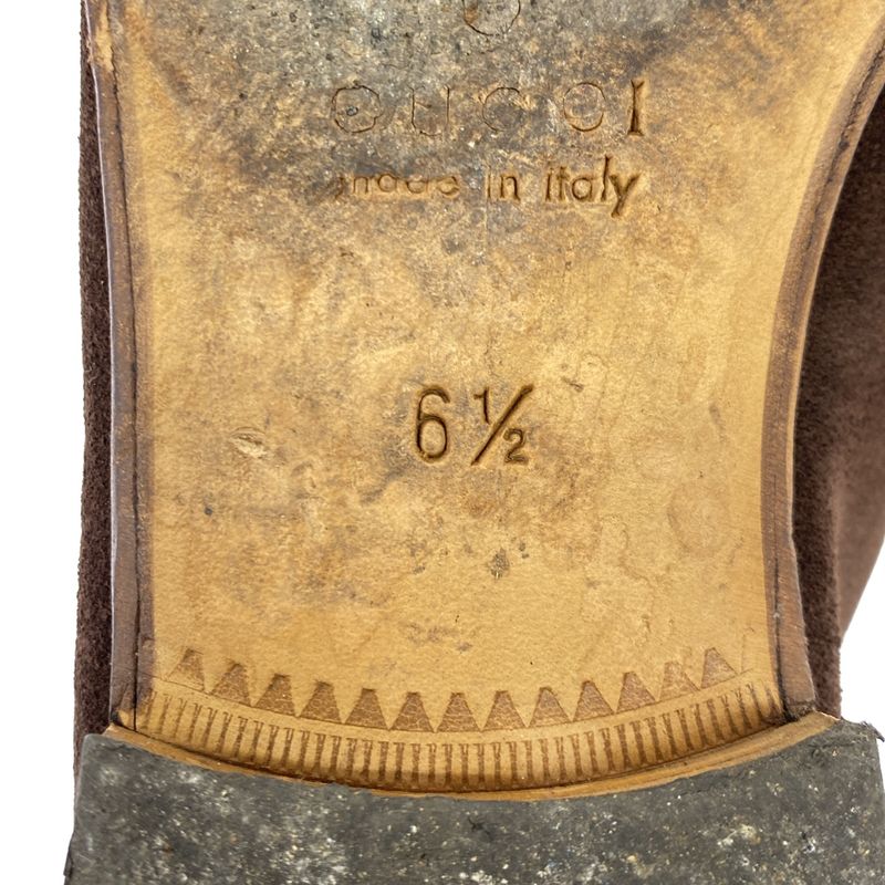 Gucci Intrecciato Suede Loafers 367762 Brown 6 1 2