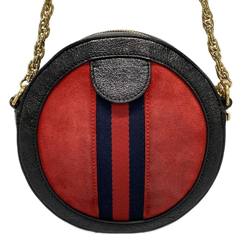 Gucci Shoulder Bag Ophidia 550618 Red X Black X Navy Chain Shoulder Leather