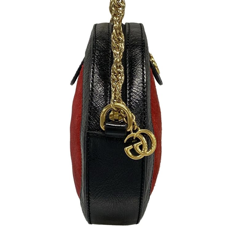 Gucci Shoulder Bag Ophidia 550618 Red X Black X Navy Chain Shoulder Leather