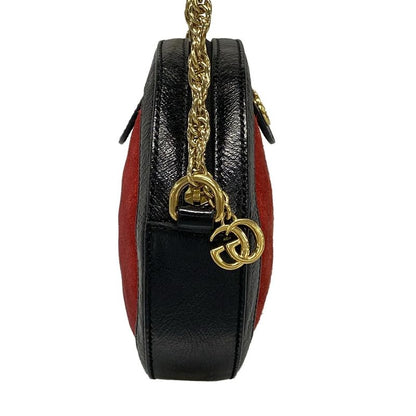 Gucci Shoulder Bag Ophidia 550618 Red X Black X Navy Chain Shoulder Leather