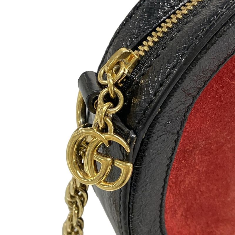 Gucci Shoulder Bag Ophidia 550618 Red X Black X Navy Chain Shoulder Leather